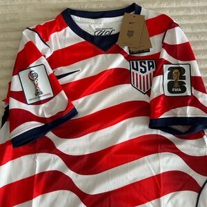 Nike USA Red White Striped Men's Soccer Jersey(world cup)